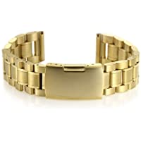 Los mejores  - Banda de Reloj Universal de Acero Inoxidable 24MM Correa de Reloj de liberación rápida (Oro)